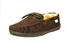 Tamarac Men's Arlington/Angelo Rootbeer Sheepskin Moccasin Slipper by Slippers International